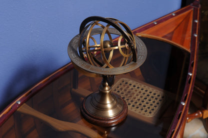 Armillary Sphere On Wood Base