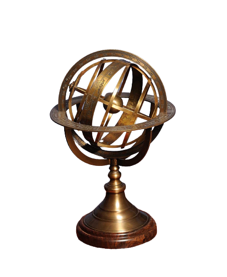 Armillary Sphere On Wood Base