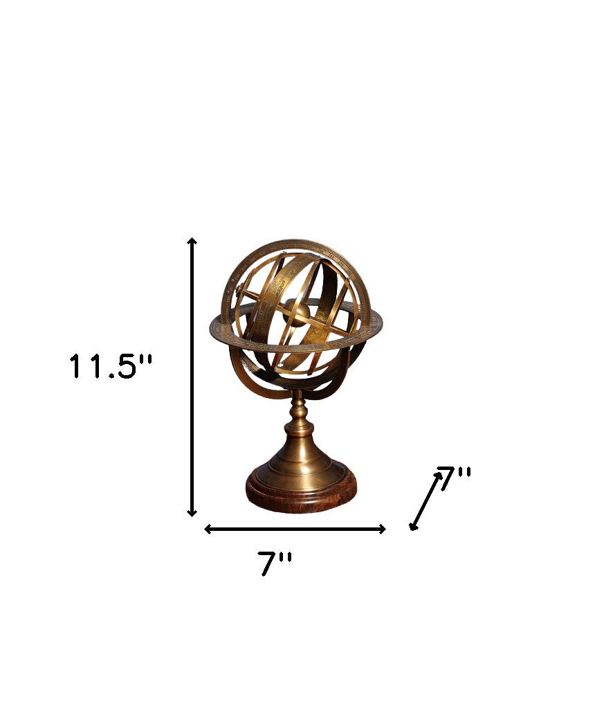 Armillary Sphere On Wood Base