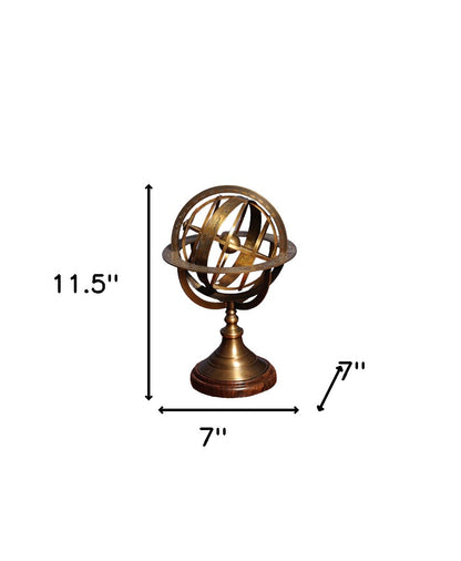 Armillary Sphere On Wood Base