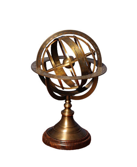Armillary Sphere On Wood Base