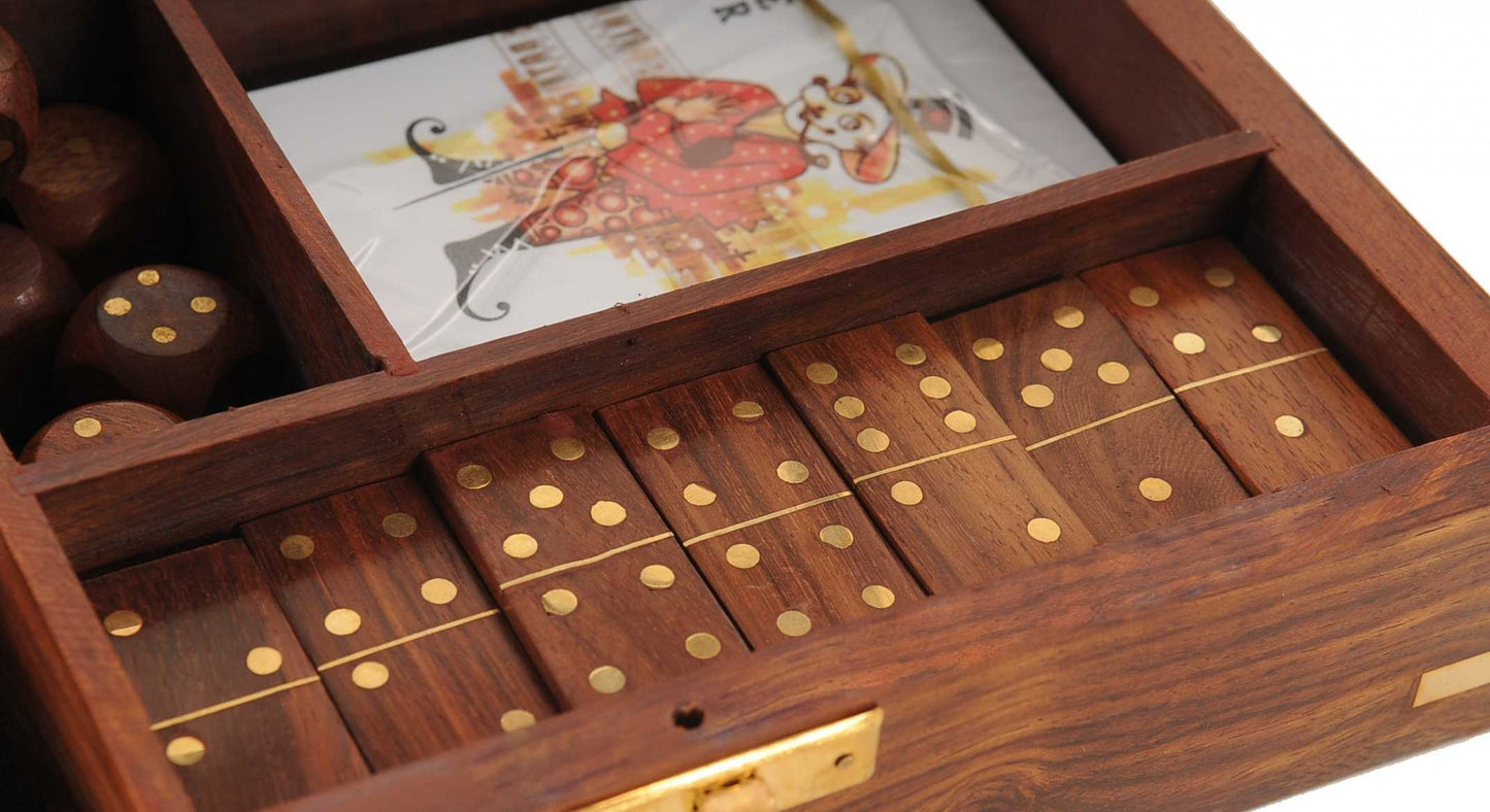 Wooden Game Set With Brass Goblet