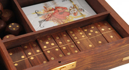 Wooden Game Set With Brass Goblet