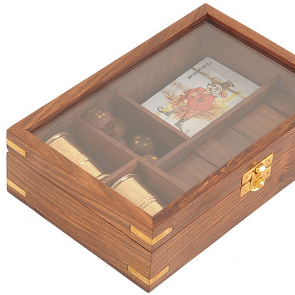 Wooden Game Set With Brass Goblet