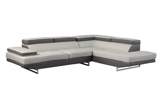 Gray Leather L Shaped 2 Piece Sectional
