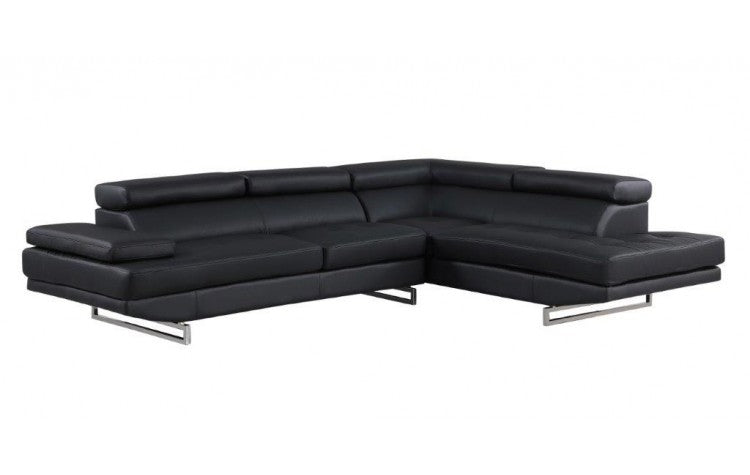 Black Leather L Shaped 2 Piece Sectional