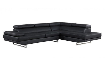 Black Leather L Shaped 2 Piece Sectional