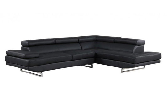Black Leather L Shaped 2 Piece Sectional