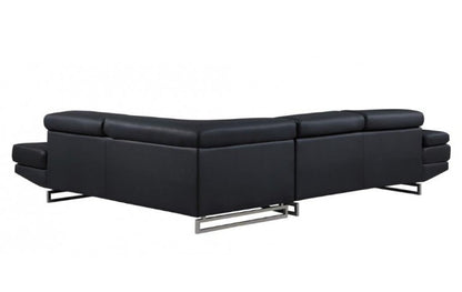 Black Leather L Shaped 2 Piece Sectional