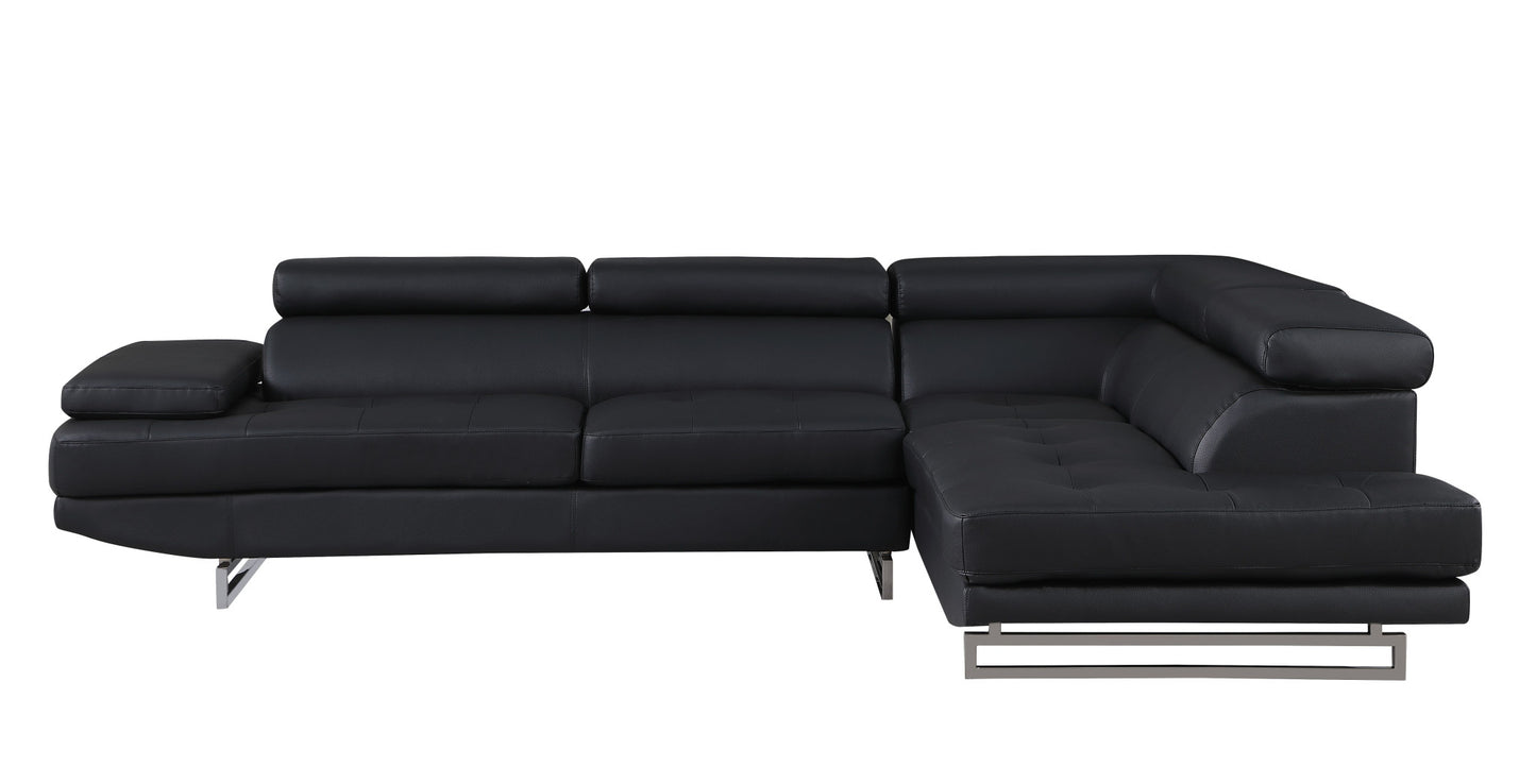Black Leather L Shaped 2 Piece Sectional