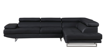 Black Leather L Shaped 2 Piece Sectional