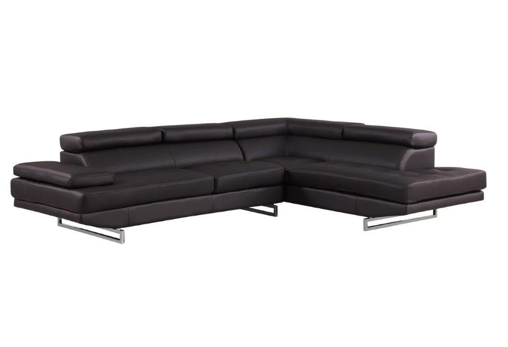 Brown Leather L Shaped 2 Piece Sectional