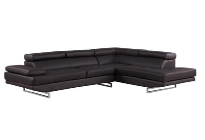 Brown Leather L Shaped 2 Piece Sectional