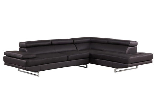 Brown Leather L Shaped 2 Piece Sectional