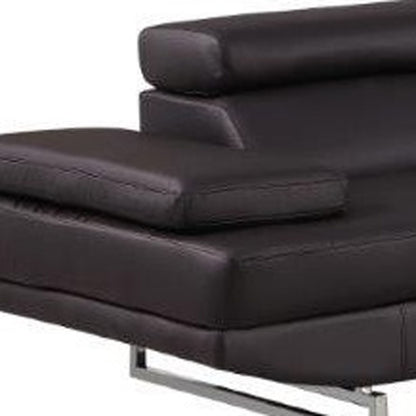 Brown Leather L Shaped 2 Piece Sectional