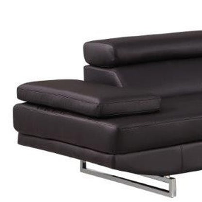 Brown Leather L Shaped 2 Piece Sectional