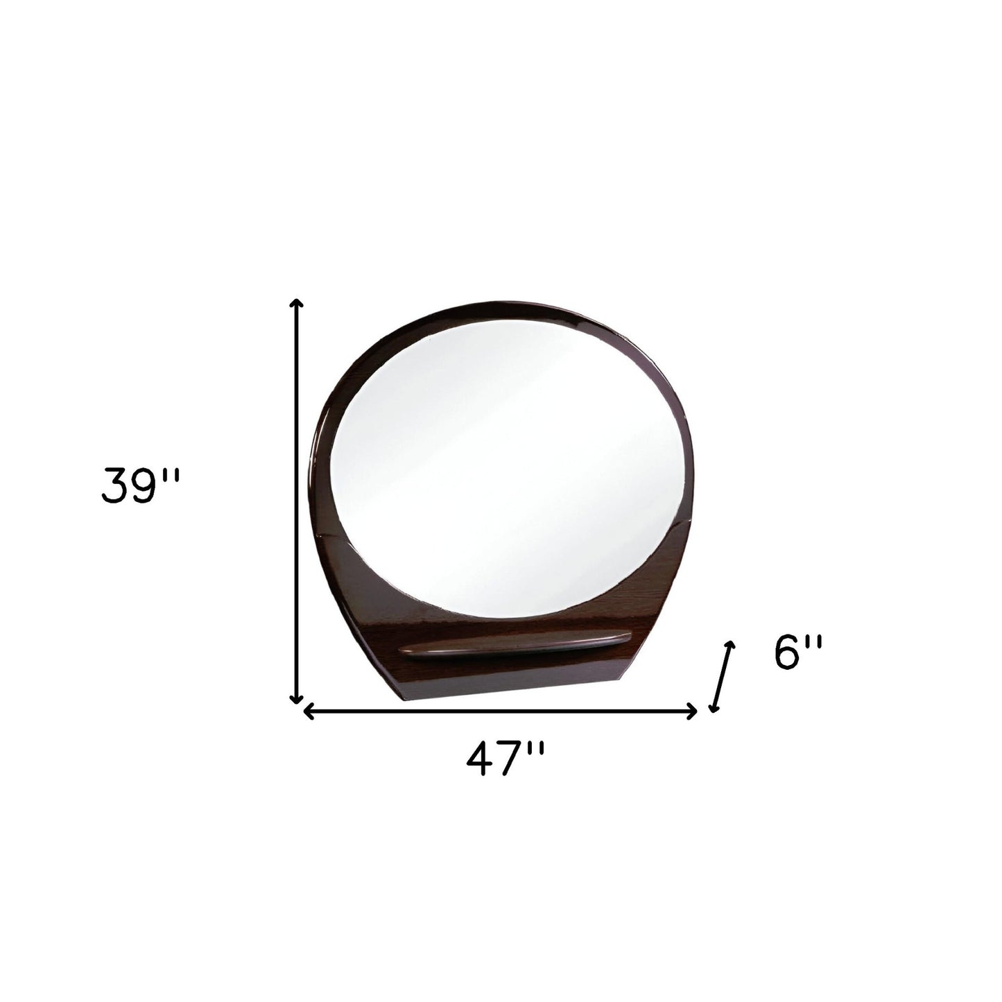Brown Oval Wood Framed Mounted Dresser Mirror