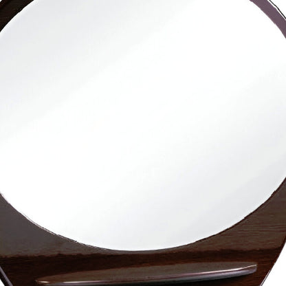 Brown Oval Wood Framed Mounted Dresser Mirror