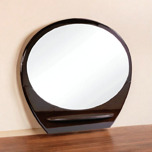 Brown Oval Wood Framed Mounted Dresser Mirror