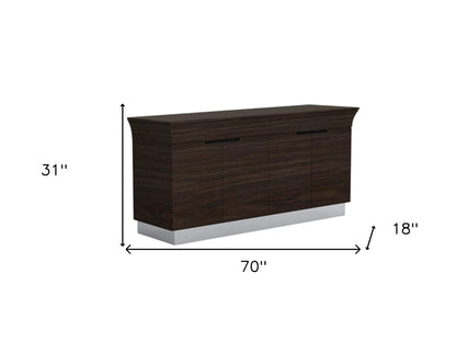 Dark Brown 2 Drawer Sideboard Table w/ 4 Doors