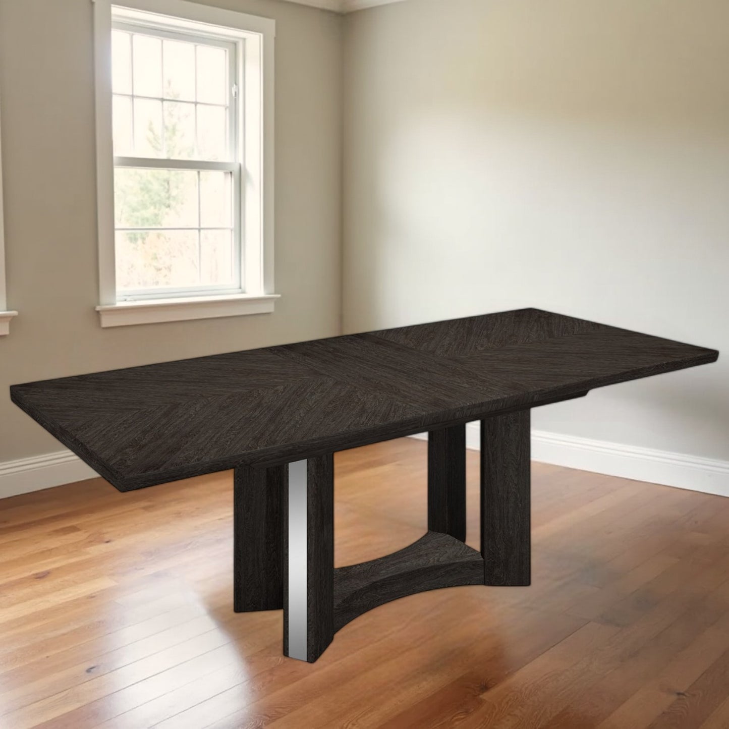 Dark Gray Solid Wood Dining Table
