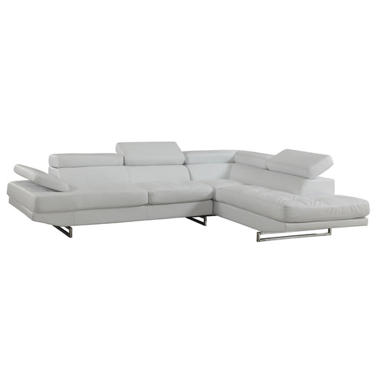Gray Leather L Shaped 2 Piece Sectional