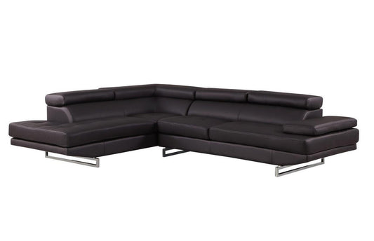 Black Leather L Shaped 2 Piece Sectional