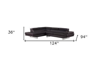 Black Leather L Shaped 2 Piece Sectional