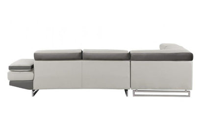 White Leather L Shaped 2 Piece Sectional