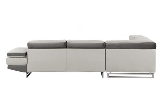 White Leather L Shaped 2 Piece Sectional
