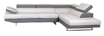 White Leather L Shaped 2 Piece Sectional