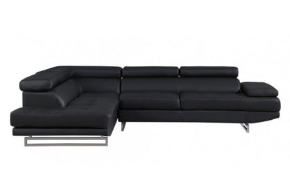 Black Faux Leather L Shaped 2 Piece Sectional