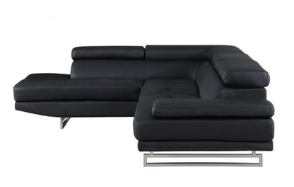 Black Faux Leather L Shaped 2 Piece Sectional