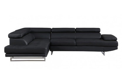 Black Faux Leather L Shaped 2 Piece Sectional
