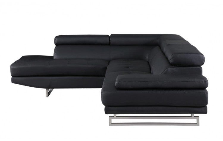 Black Faux Leather L Shaped 2 Piece Sectional