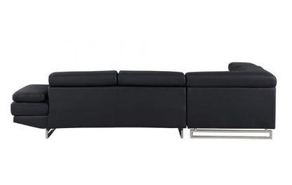 Black Faux Leather L Shaped 2 Piece Sectional