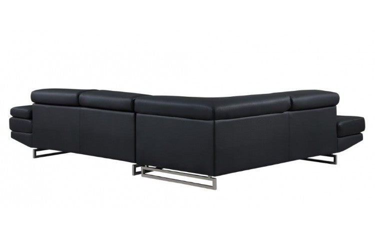 Black Faux Leather L Shaped 2 Piece Sectional