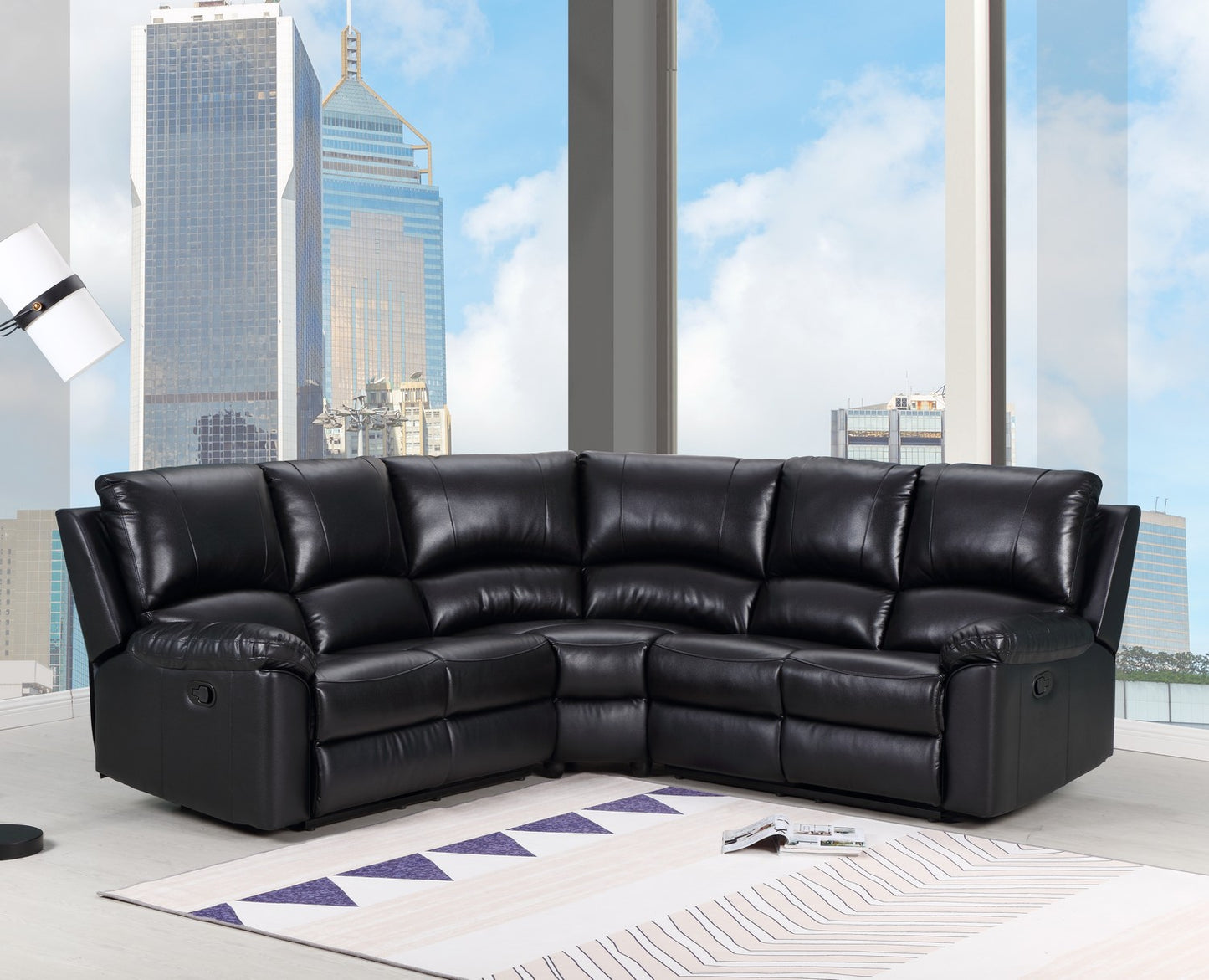 Black U Shaped 3 Piece Sectional
