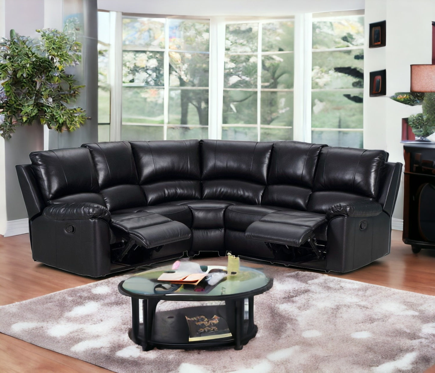 Black U Shaped 3 Piece Sectional