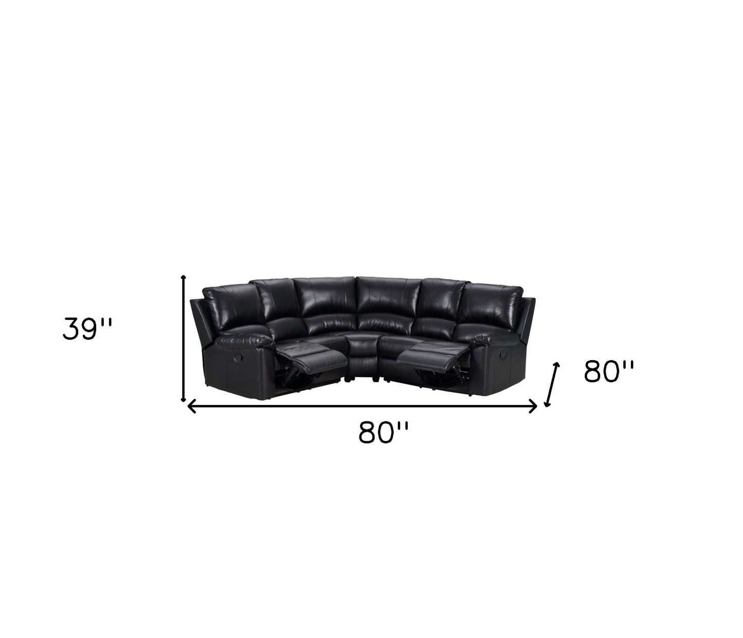 Black U Shaped 3 Piece Sectional