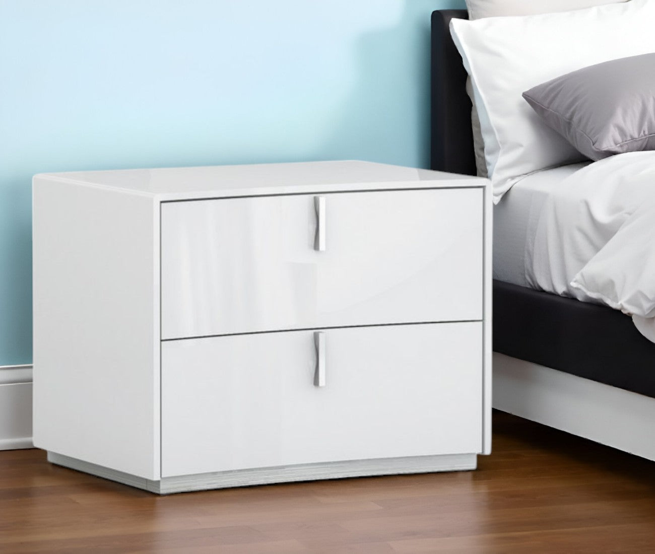 White 2 Drawer Nightstand