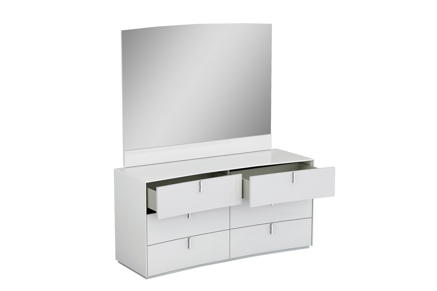 White Silver Wood Stainless Steel 5-Drawer Chest