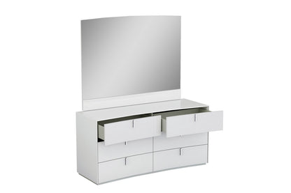 White Silver Wood Stainless Steel 5-Drawer Chest