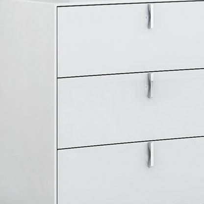 White Silver Wood Stainless Steel 5-Drawer Chest