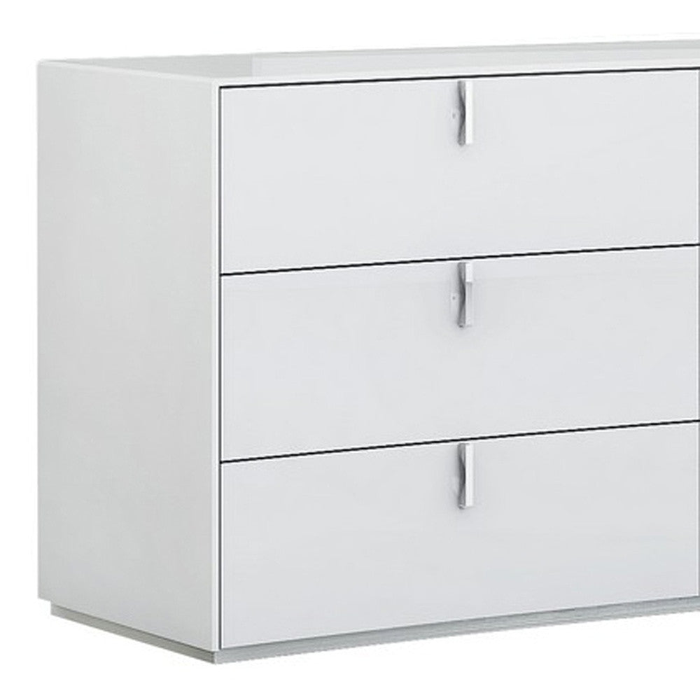 White Silver Wood Stainless Steel 5-Drawer Chest