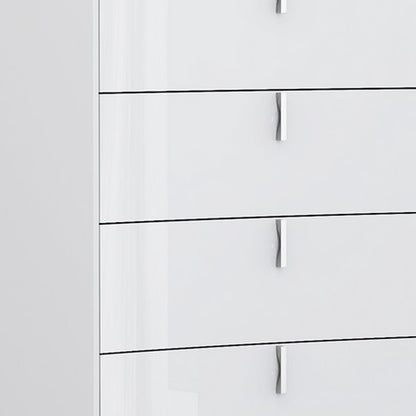 Drk Brown White Marble Wood Stainless Steel Five Drawer