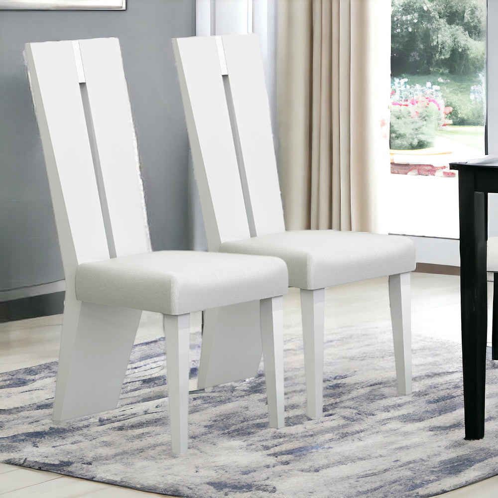 Contemporary Sleek High Gloss White Dining Chairs - Set of 2