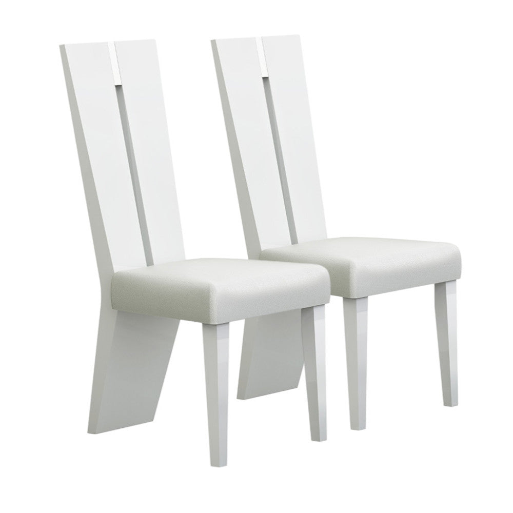 Contemporary Sleek High Gloss White Dining Chairs - Set of 2