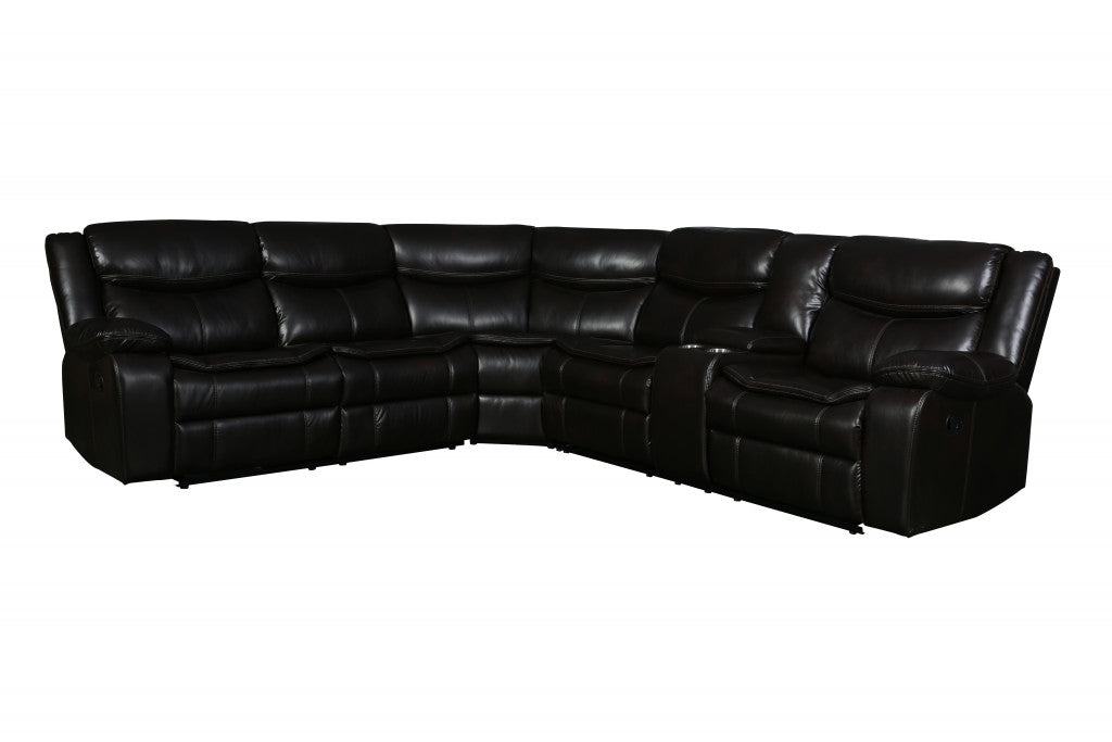 Brown U Shaped 3 Piece Sectional w/ Console