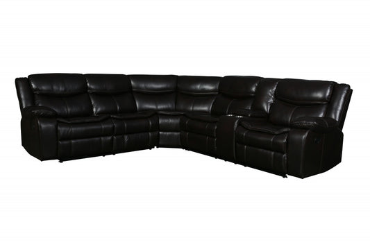 Brown U Shaped 3 Piece Sectional w/ Console